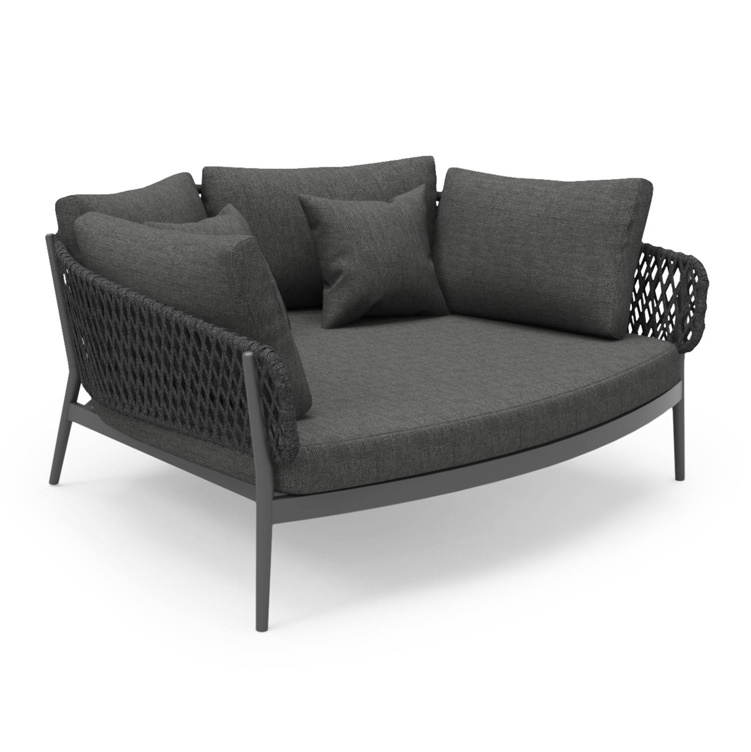 Διθέσιο daybed αλουμινίου με σχοινί - Σκούρο γκρι 164x144x70 εκ. | Camellia