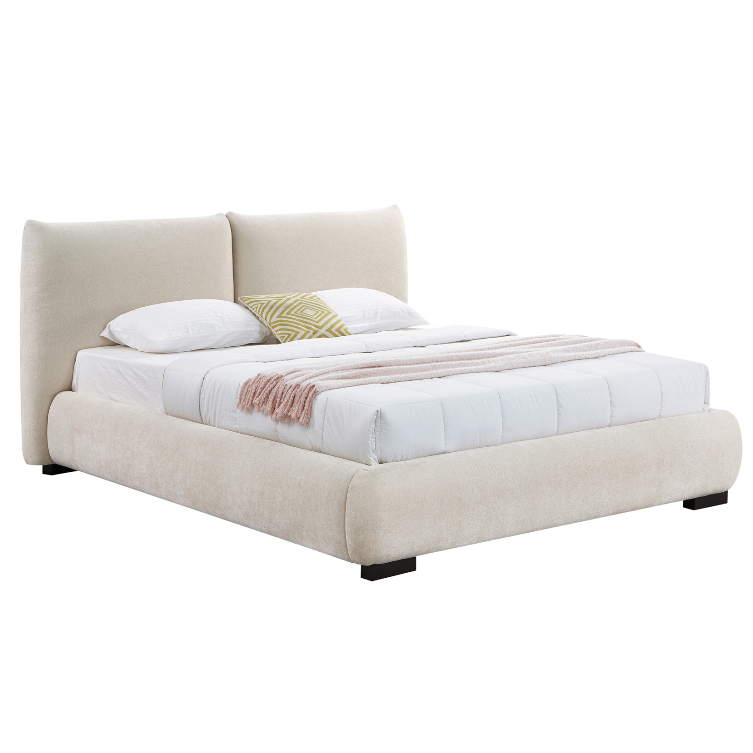 ΚΡΕΒΑΤΙ ΔΙΠΛΟ ΜΕ ΑΠΟΘ.ΧΩΡΟ NUVIA SM728.03 ΜΠΕΖ FAUX FUR ΥΦΑΣΜΑ ΓΙΑ  ΣΤΡΩΜΑ 160x200εκ