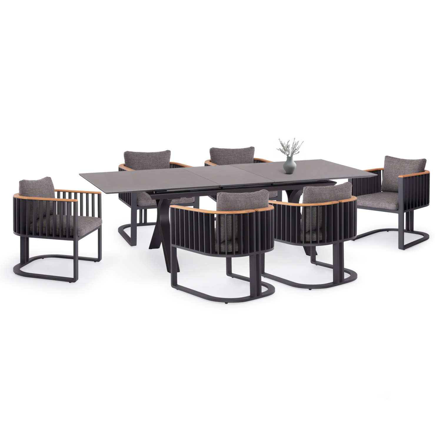 ΣΕΤ ΤΡΑΠΕΖΑΡΙΑΣ 7TMX ANDROMEDA (S) SM21253 ΑΛΟΥΜΙΝΙΟ-SINTERED STONE ΣΚΟΥΡΟ ΓΚΡΙ
