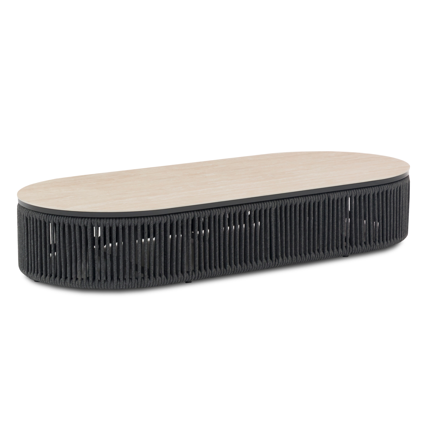 ΤΡΑΠΕΖΙ ΜΕΣΗΣ ΟΒΑΛ AUGUSTUS SM6456.01 ΓΚΡΙ ΣΧΟΙΝΙ--SINTERED STONE TOP 140x80x32Υεκ