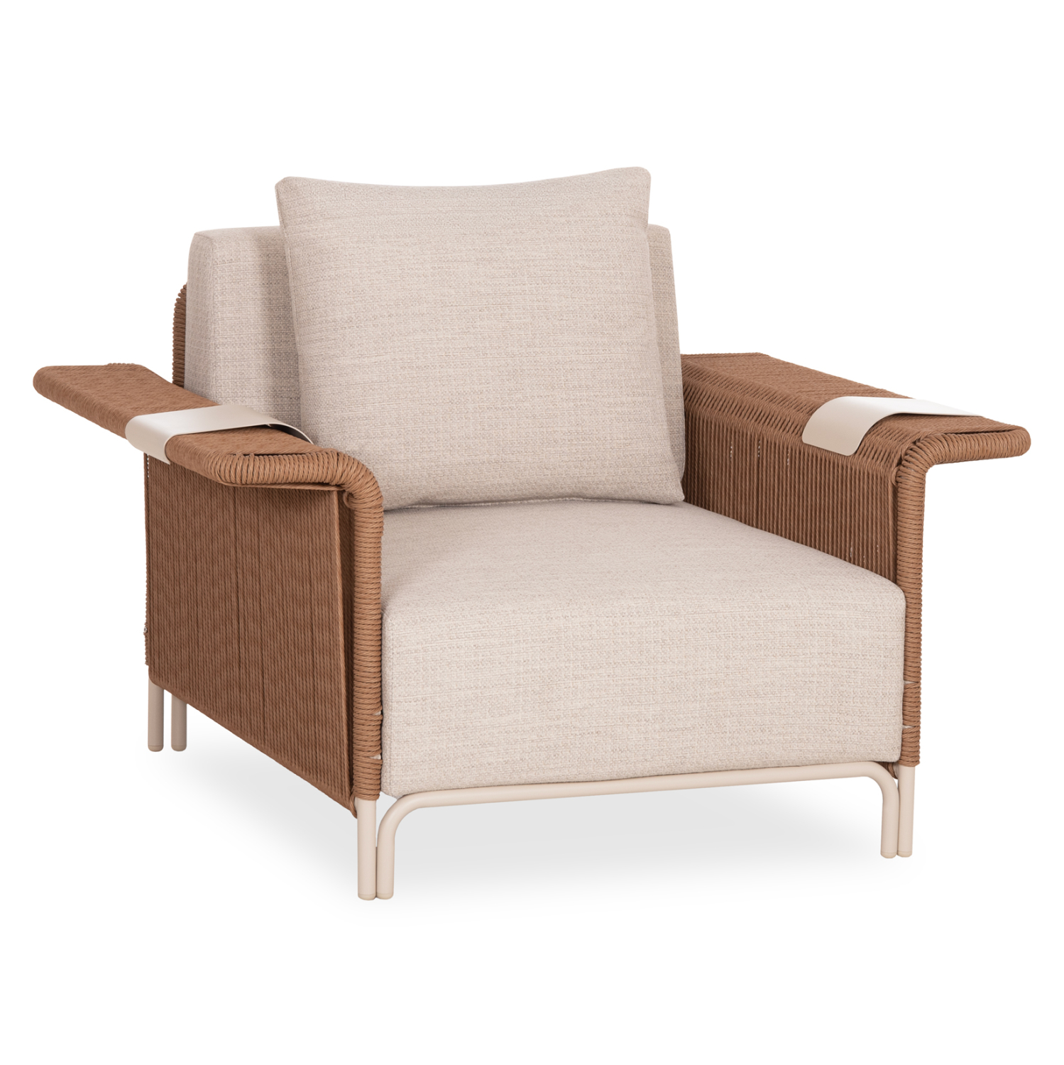 Πολυθρόνα lounge εξωτερικού χώρου - Κρεμ & μπεζ 122.5x93.5x73 εκ. | Aurora