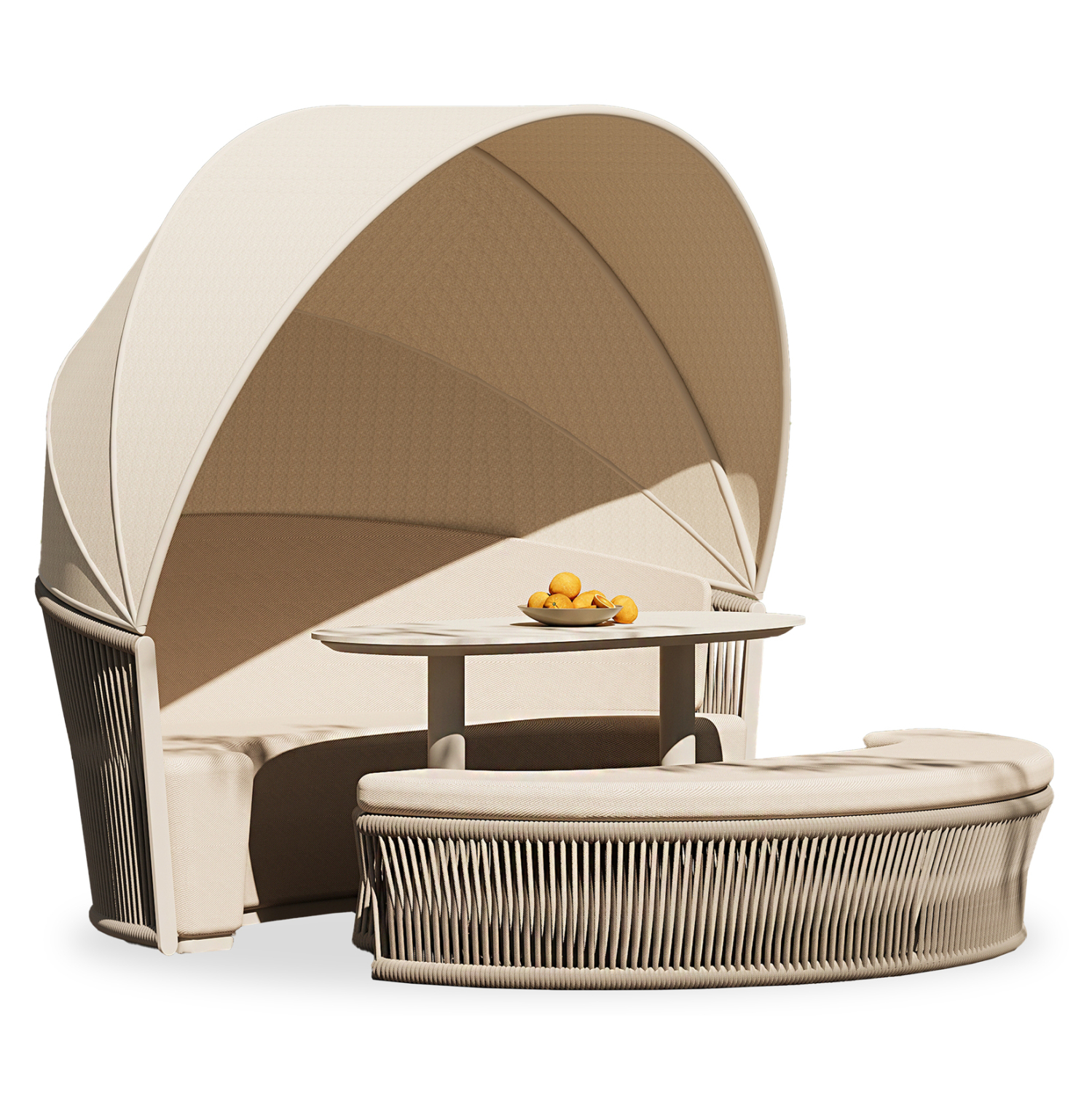 DAYBED ΣΠΟΝΔΥΛΩΤΟ 3-ΣΕ-1 LORIEN SM6397.01 IVORY ΑΛΟΥΜΙΝΙΟ-ΜΠΕΖ ΜΑΞΙΛΑΡΙΑ 204x312x83Yεκ
