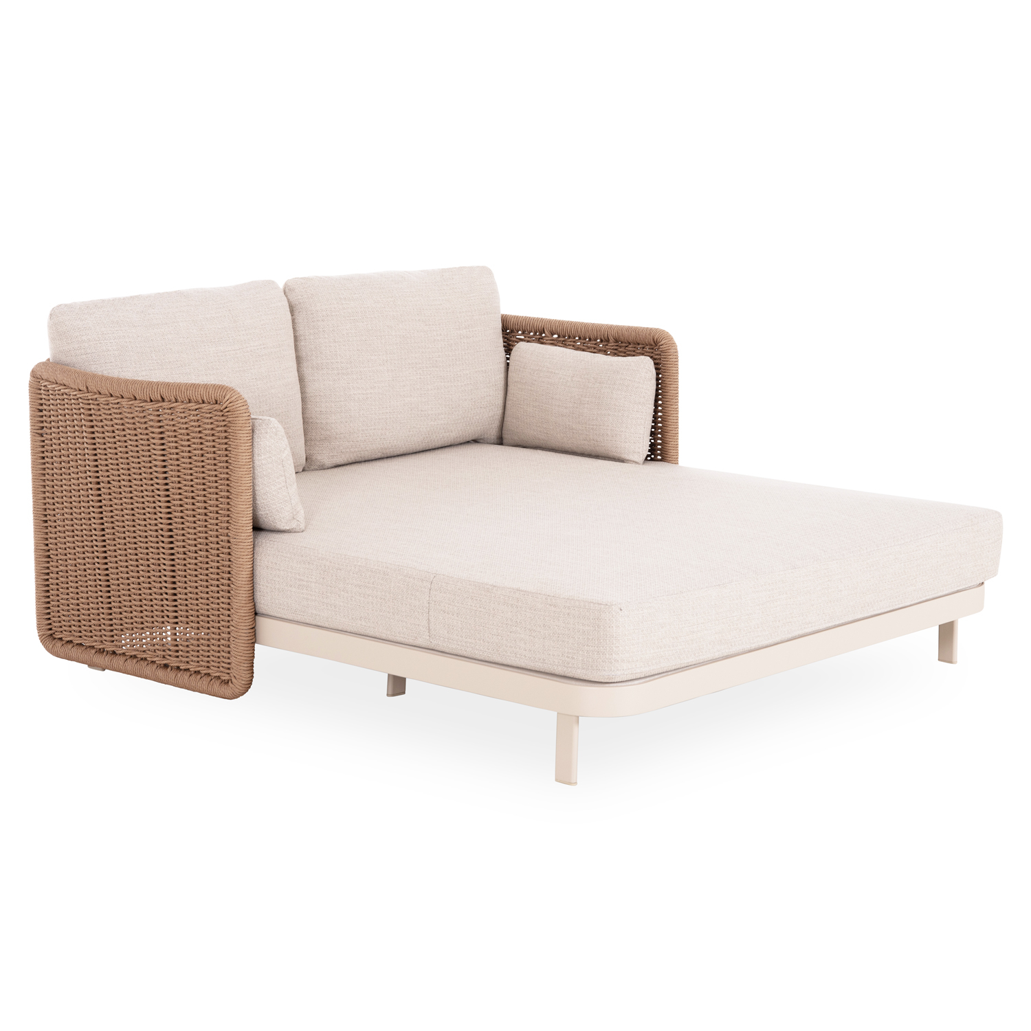 Διθέσιο daybed αλουμινίου με ρατάν - Εκρού & μπεζ 202x170x73.5 εκ. | Destiny