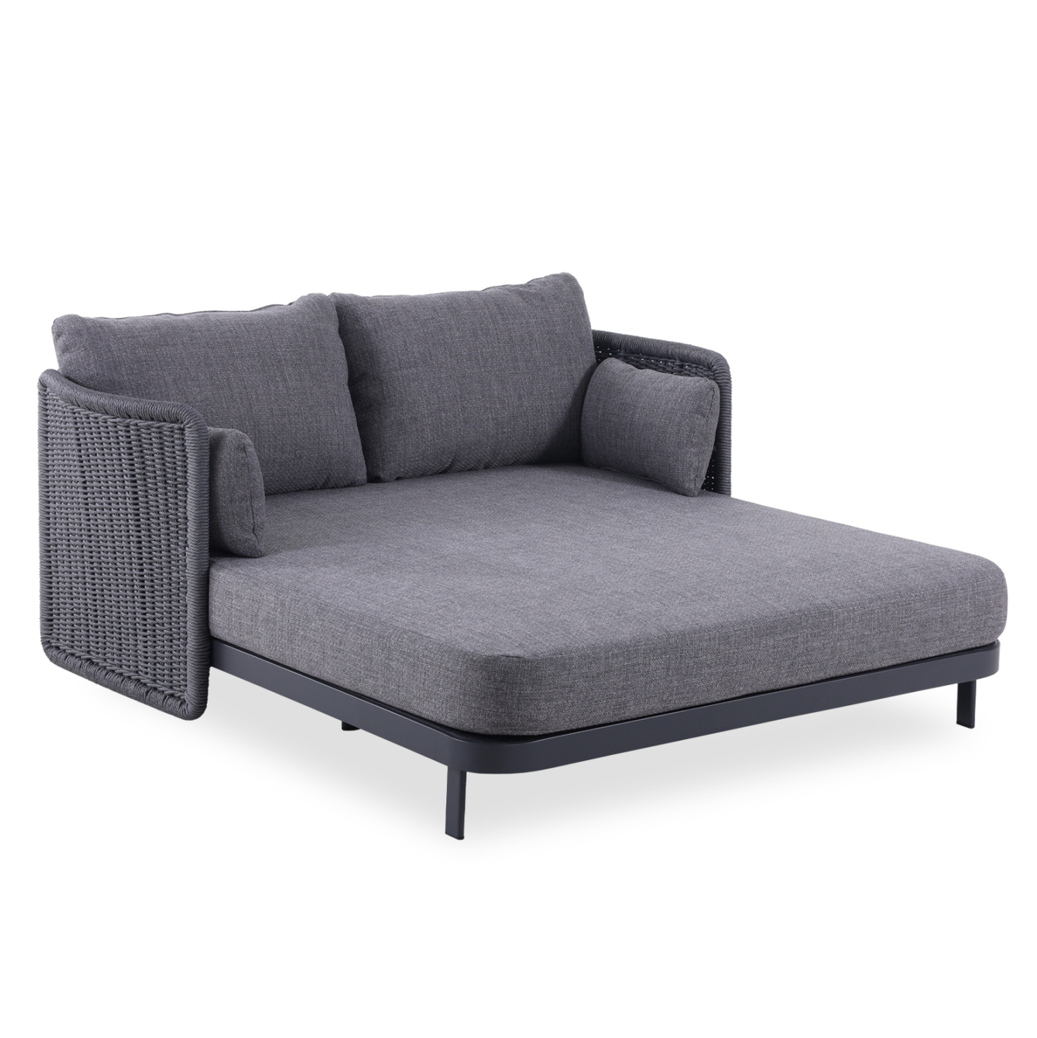 Διθέσιο daybed αλουμινίου με wicker - Ανθρακί & γκρι 202x170x73.5 εκ. | Destiny