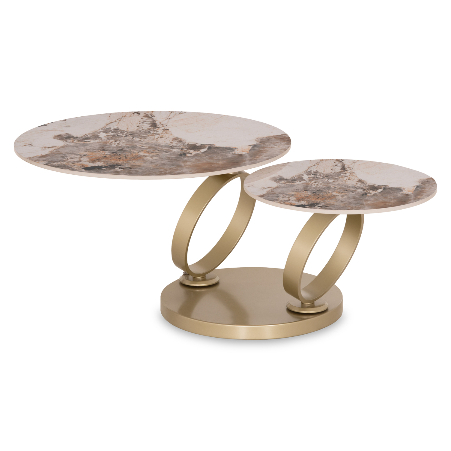 Περιστρεφόμενο τραπέζι σαλονιού - Italian Ceramic & σαμπανί Φ77(50)x44 εκ. | Ailleron