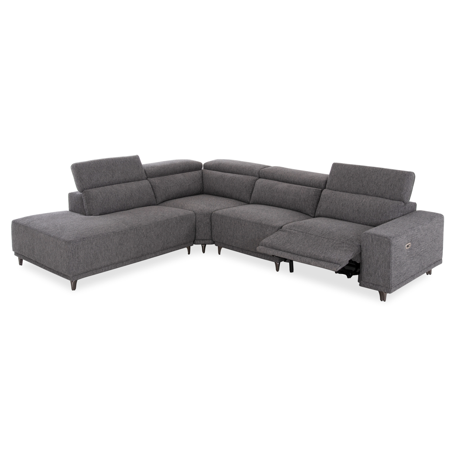 Γωνιακός καναπές 5 θέσεων με recline αριστερής γωνίας - Γκρι 307x267x94 εκ. | Lunaris