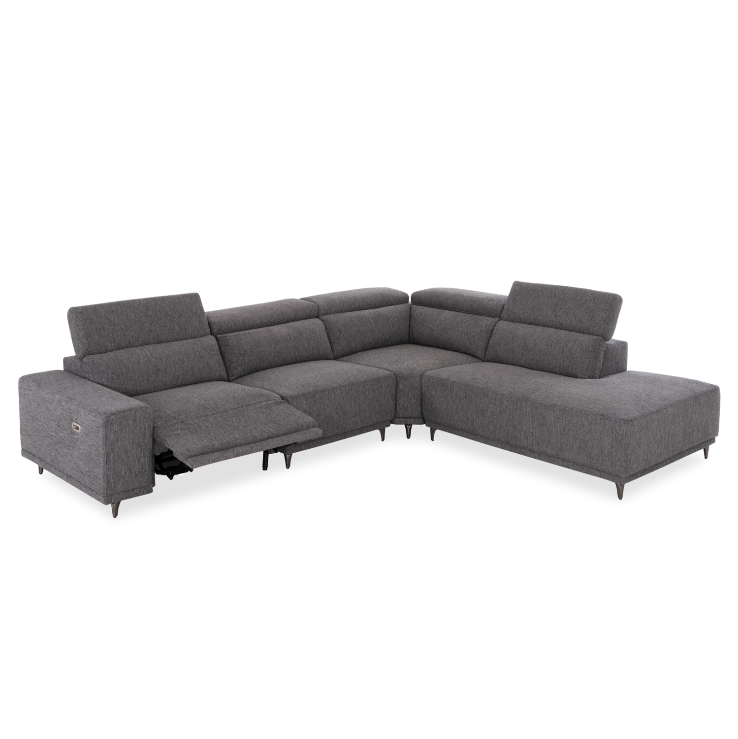 Γωνιακός καναπές 5 θέσεων με recline δεξιάς γωνίας - Γκρι 307x267x94 εκ. | Lunaris