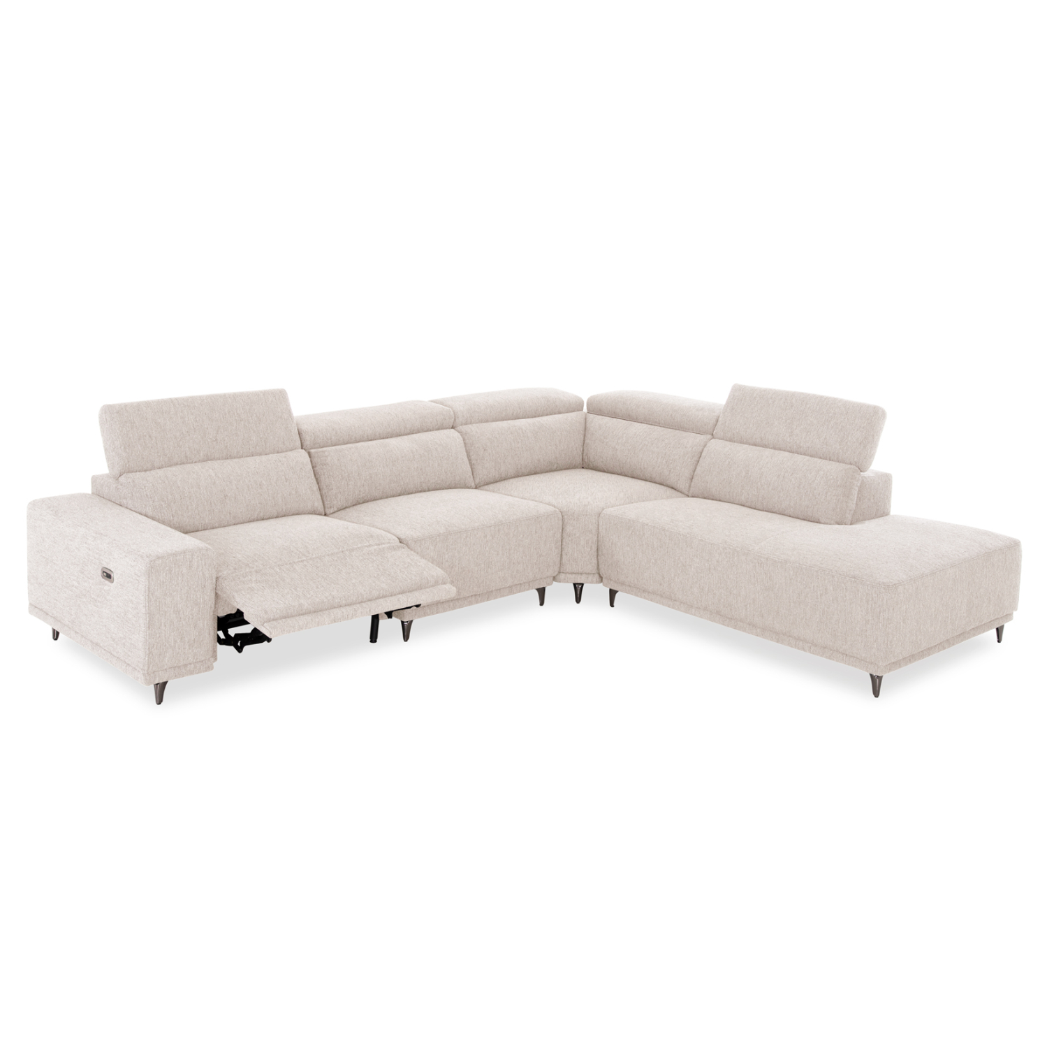 Γωνιακός καναπές 5 θέσεων με recline δεξιάς γωνίας - Εκρού 307x267x94 εκ. | Lunaris