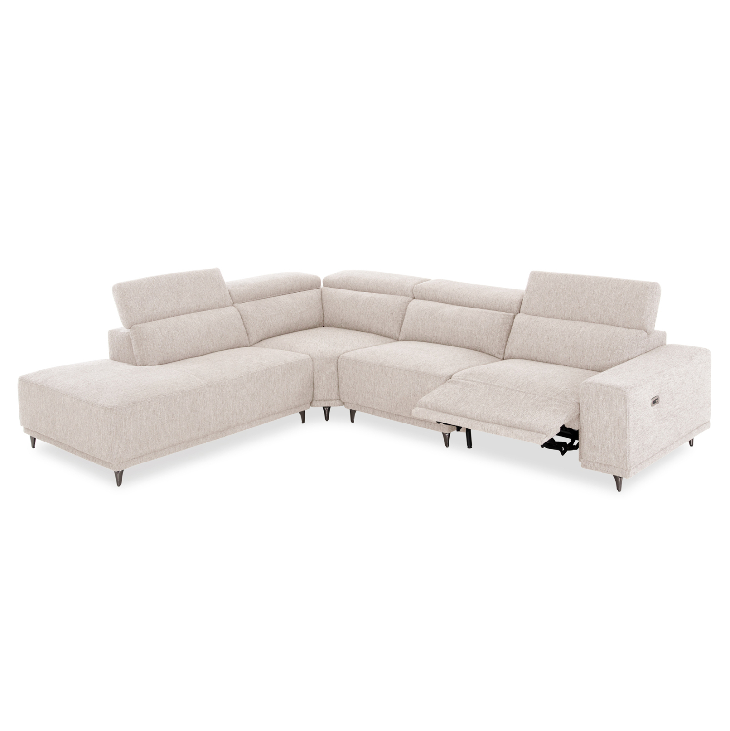 Γωνιακός καναπές 5 θέσεων με recline αριστερής γωνίας - Εκρού 307x267x94 εκ. | Lunaris