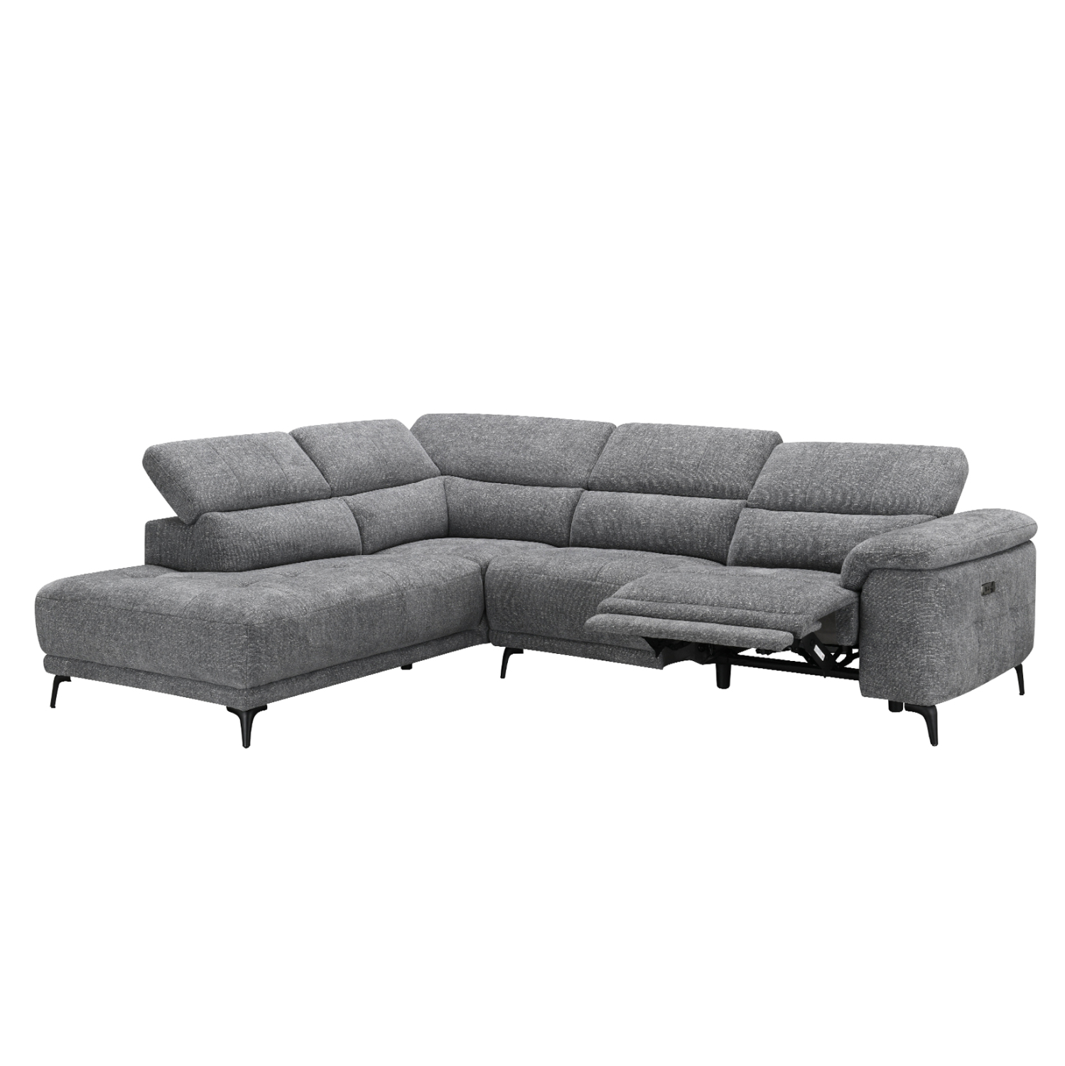 Γωνιακός καναπές 5 θέσεων με recline αριστερής γωνίας - Γκρι 275x231x77 εκ. | Commodus